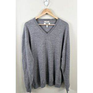 Joseph Abbound Men's Sz 3X Gray Merino Wool V-Neck Pullover Sweater